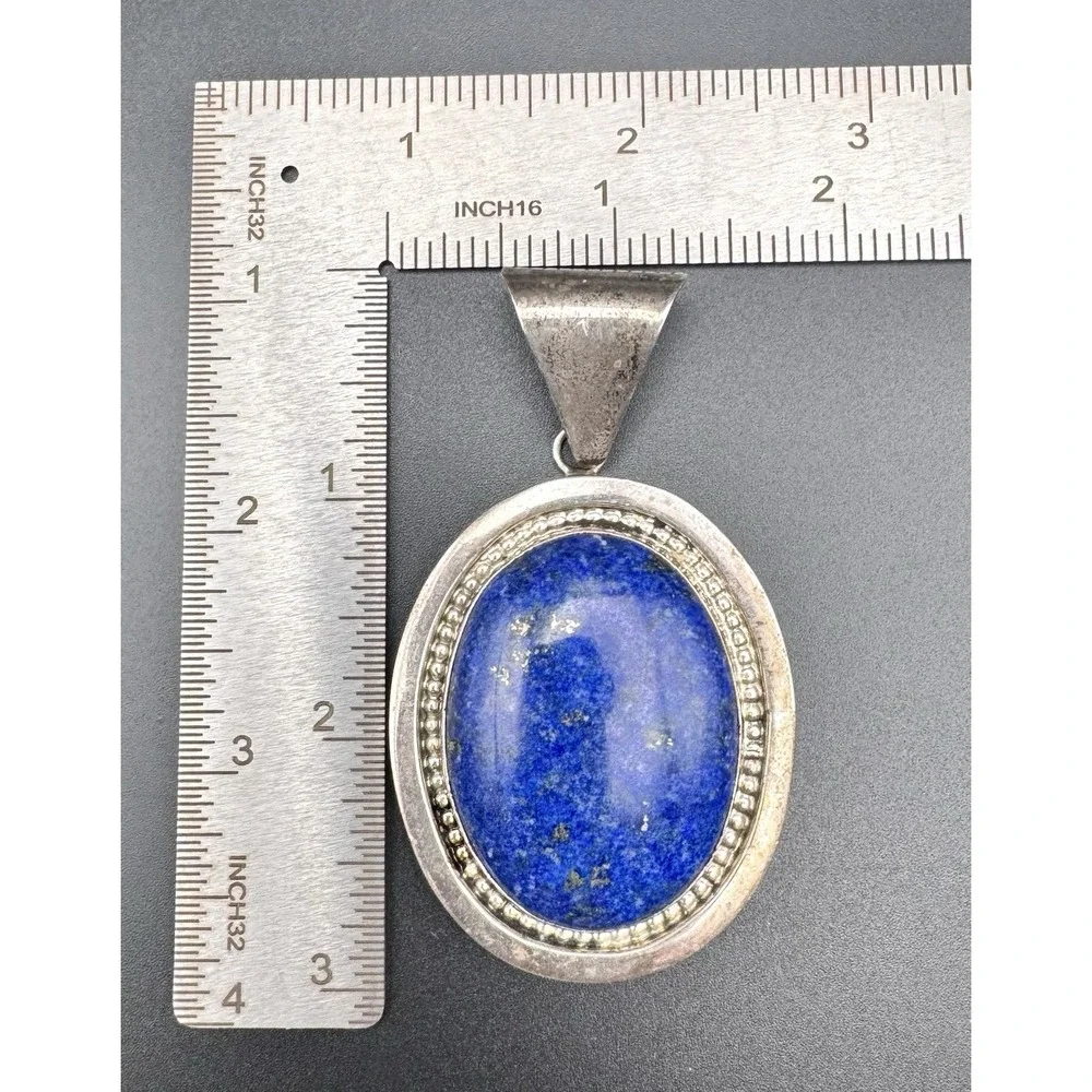Q. Song Sterling Silver Lapis Lazuli Large Oval Statement Pendant Signed 50.5g